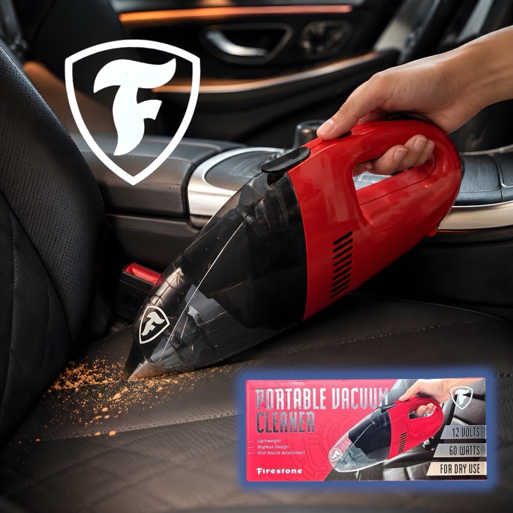 Firestone Portable Bagless Dry Use Vacuum Cleaner 12V 60 Watt